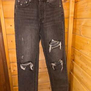 BDG Women's Black Distressed Straight Leg Jeans